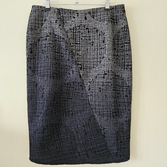 Les Copains Skirt L Knee Length Front Fold Grey Textured Lined Circle Sz EUR 42 - Picture 4 of 14